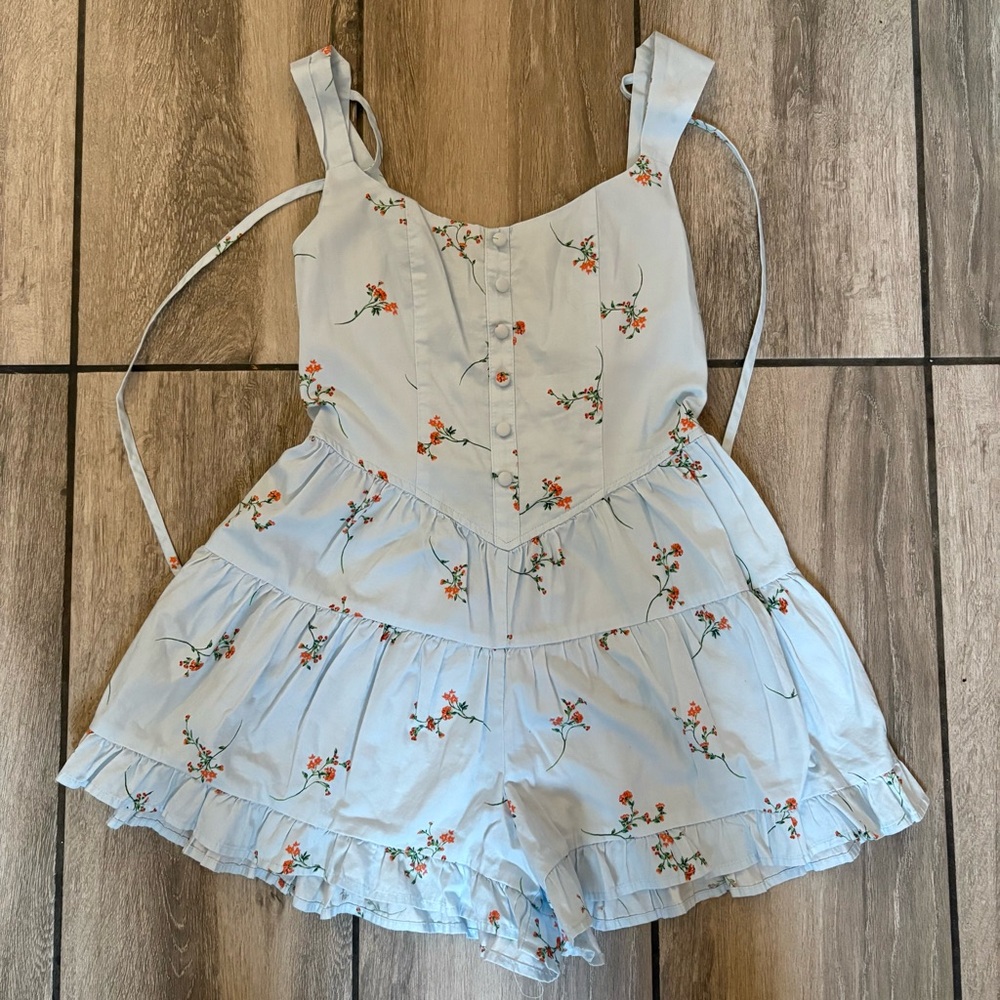 Wild Fable Light Blue Floral Romper